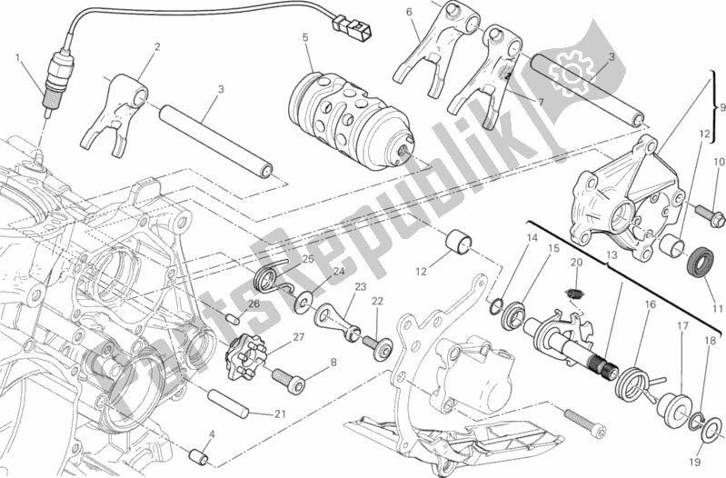 All parts for the Gearchange Control of the Ducati Superbike 1199 Panigale ABS Brasil 2014